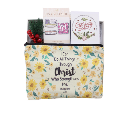 Christmas Gift Set - Bible Verse Pouch/Set of 3 Christian Enamel Pins