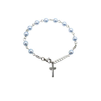 Swarovski Crystal Rosary Bracelet  (Pearl) - Pink/White/Blue