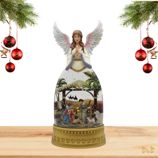 [PRE-ORDER] Christmas Illuminated Angel & Nativity Water Globe with Music Lantern