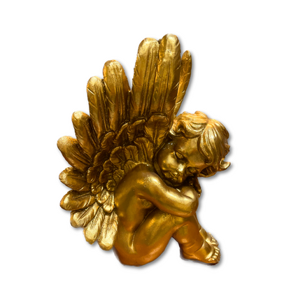 Polystone Gold Sitting Angels  (Pair)