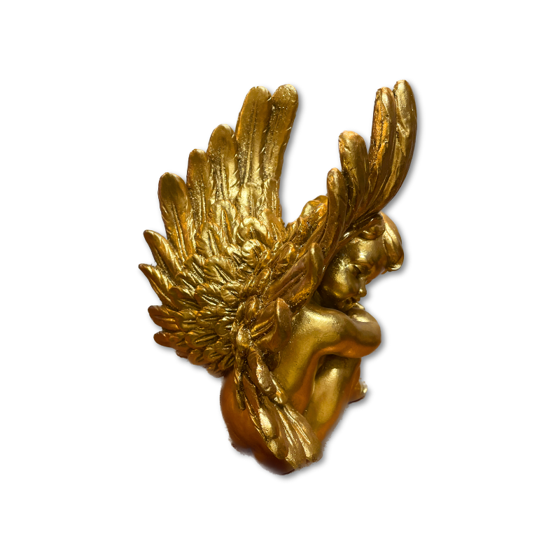 Polystone Gold Sitting Angels  (Pair)