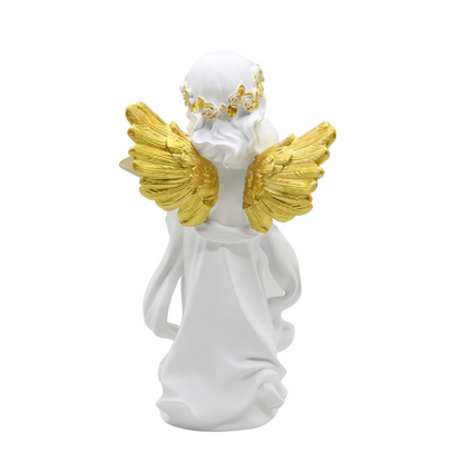 Polystone Gold Angel with Gold Metal Plate - 32cm