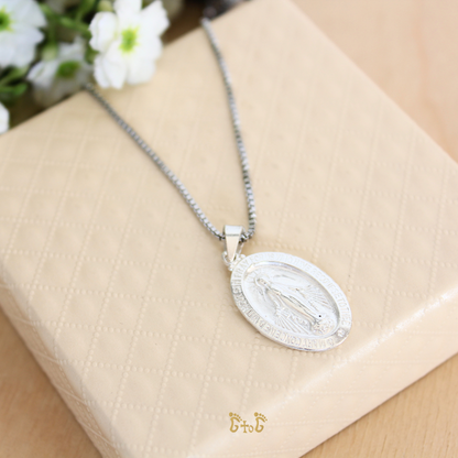 (PREORDER)Silver Miraculous Medal/Chain Set - 925 Silver