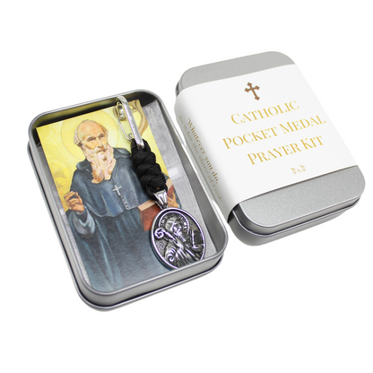 Stainless Steel Catholic Pocket Medal Prayer Kit