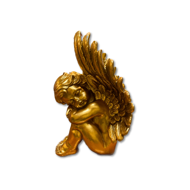 Polystone Gold Sitting Angels  (Pair)