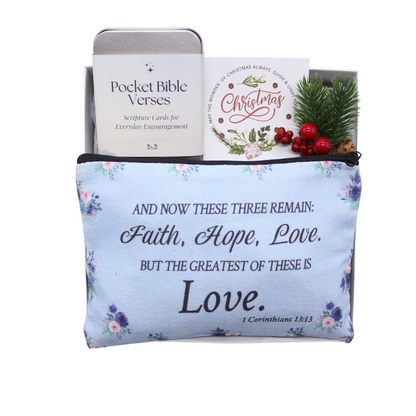 Christmas Gift Set - Bible Verse Pouch/Inspirational Bible Verse Set