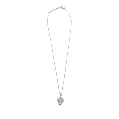 Steel Zircon Crystal Diamante Cross/Chain Set