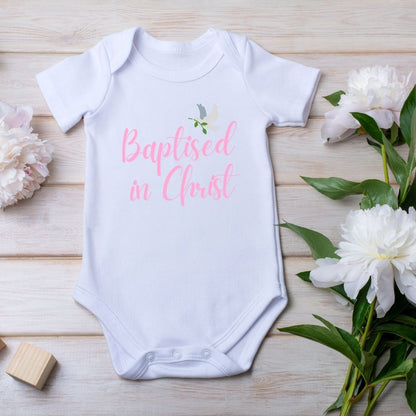 Baby Romper - Baptised in Christ Blue/Pink/Orange (Personalisation Available)