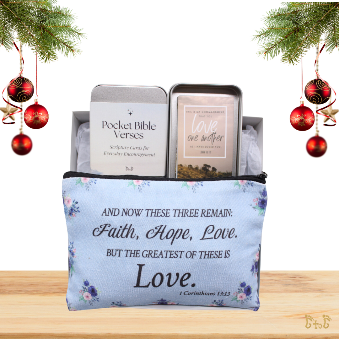 Christmas Gift Set - Bible Verse Pouch/Inspirational Bible Verse Set