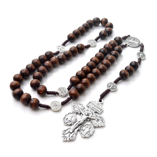 Pardon Crucifix Wood St Benedict Rosary 10mm