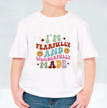 I'm Fearfully and Wonderfully Made Kids T-shirt (Personalisation Available)