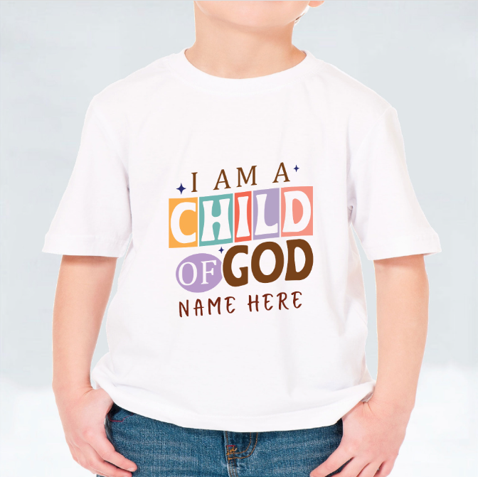 I Am a Child of God Kids T-shirt (Personalisation Available)