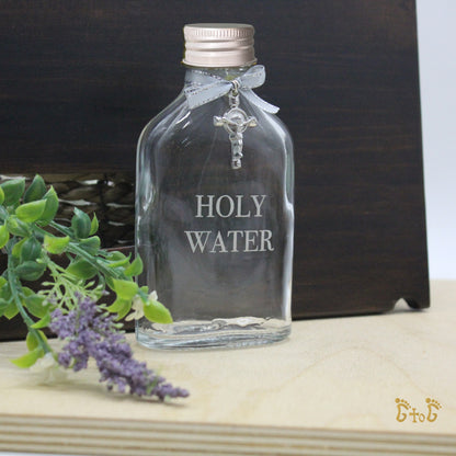 Glass Laser Engraved Holy water Bottle (Personalisation Optional)