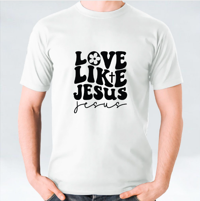 Love Like Jesus T-shirt - White/Black/Maroon