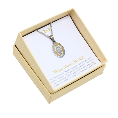 Stainless Steel Miraculous Medal/Chain set- 3cm (Gold plated)