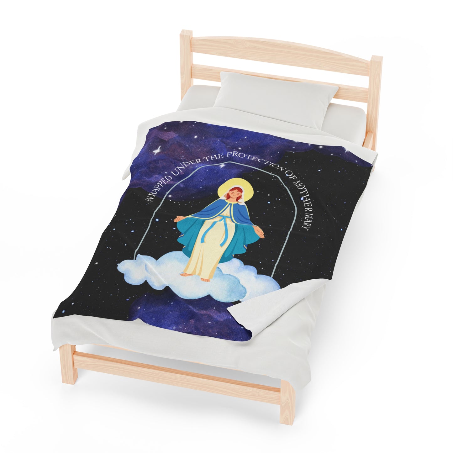 [PRE-ORDER] Mother Mary Fleece Throw Blanket - Blue (Personalisation Available)