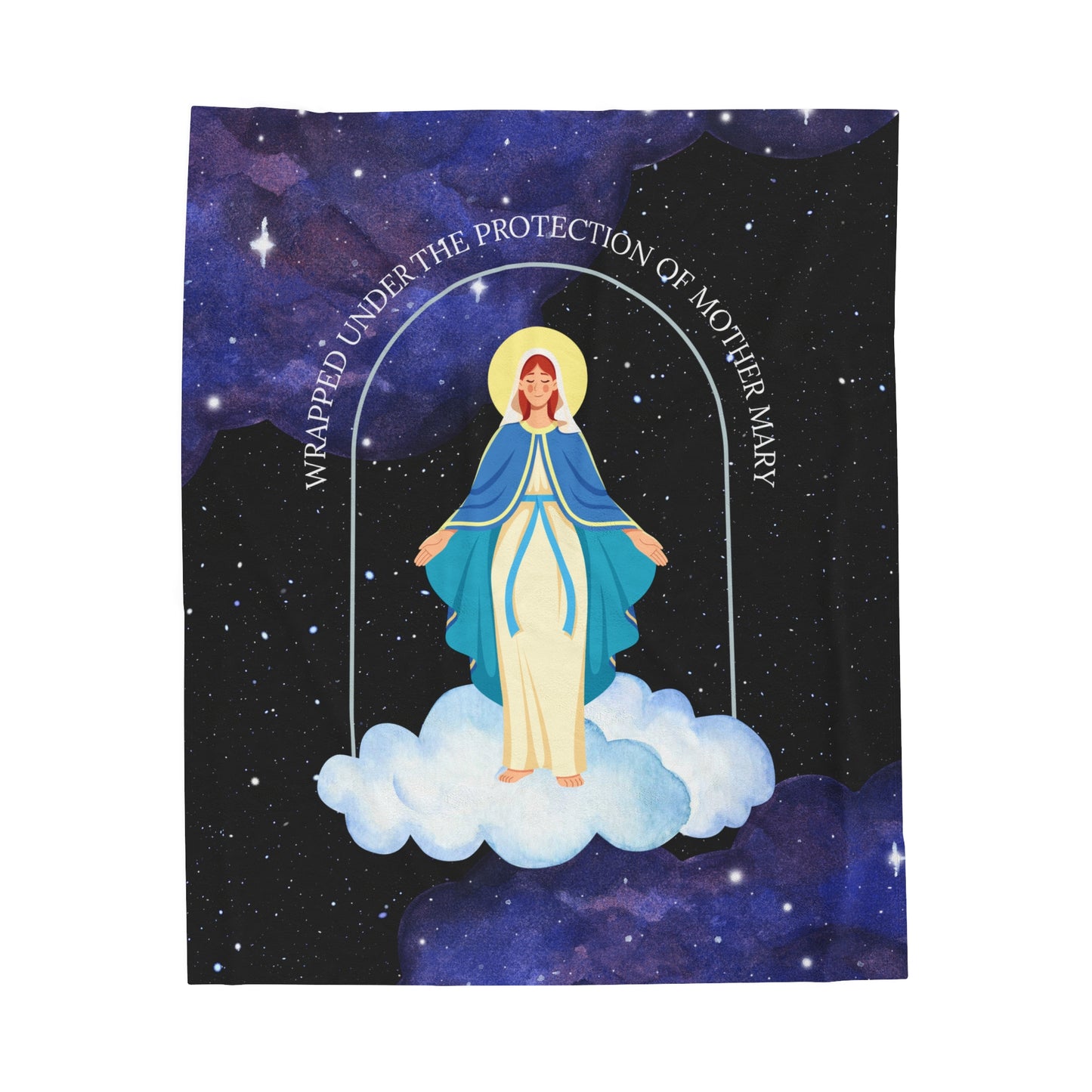 [PRE-ORDER] Mother Mary Fleece Throw Blanket - Blue (Personalisation Available)