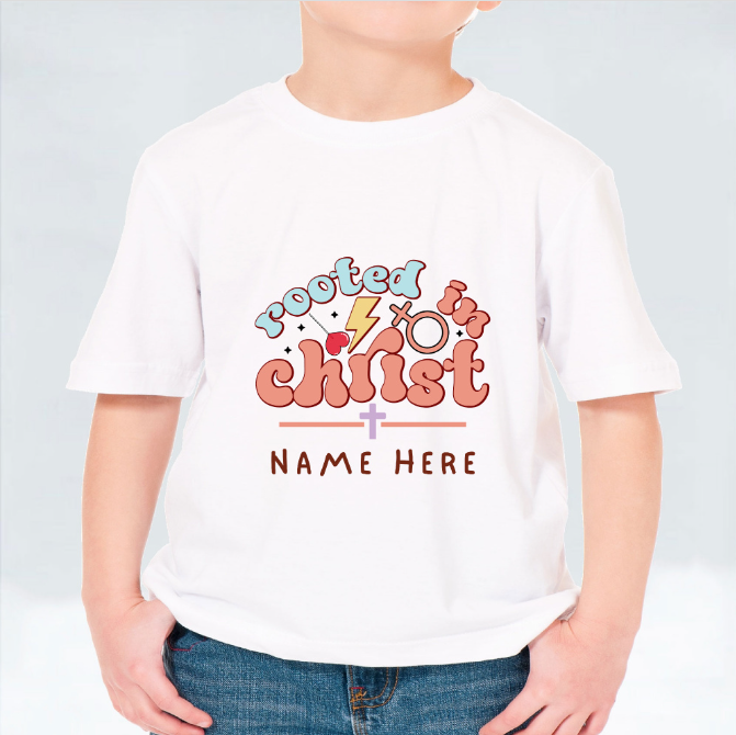 Rooted in Christ Kids T-shirt (Personalisation Available)