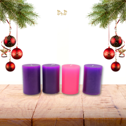 Christmas Advent Candles - Set of 4 - 7.5cm