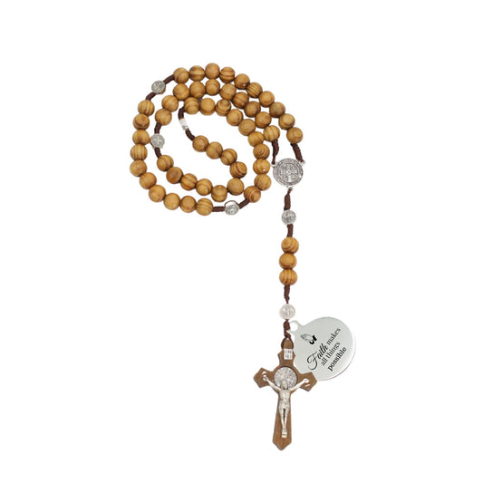 Wood St Benedict Rosary 8mm (Personalisation Available)