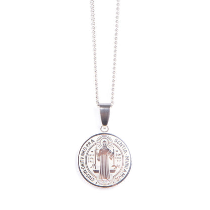 Stainless Steel St Benedict Medal/Chain set 1.5cm/2cm/2.6cm