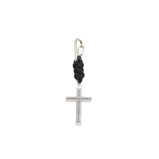 Stainless Steel Cross "I can do all things.." Keychain Bag charm