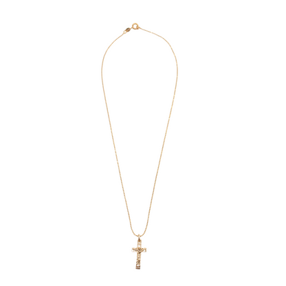 Zircon Crystal Cross/Chain Set (gold plated)