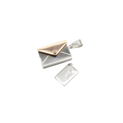 Stainless Steel  Envelope/Letter Pendant (I love you)