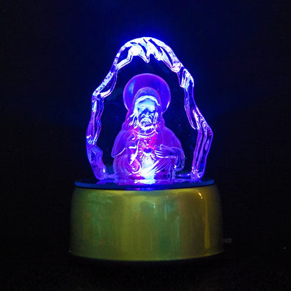 Crystal Engraved Jesus/Mary/Mother Mary Light Base