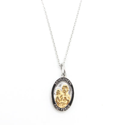 Stainless Steel St Joseph Medal/Chain set- 1.5cm (Gold plated/Silver)