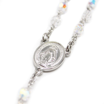 Swarovski Crystal Rosary - White (Personalisation Available)