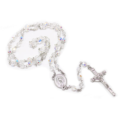 Swarovski Crystal Rosary - White (Personalisation Available)