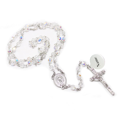 Swarovski Crystal Rosary - White (Personalisation Available)