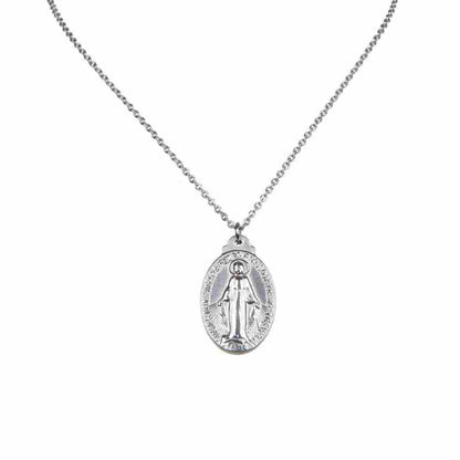 Stainless Steel Miraculous Medal/Chain set (1.8cm/2cm/2.5cm)