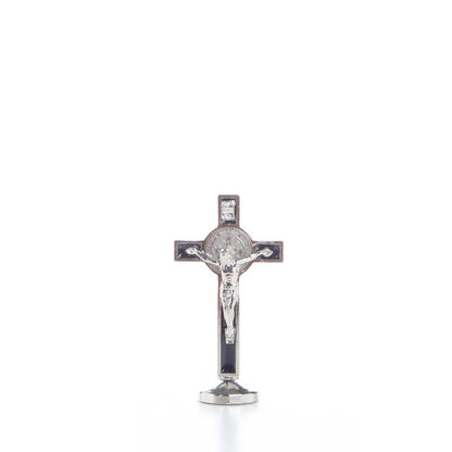 Metal St Benedict Standing Crucifix -10cm (Red/Blue/Green/Black)