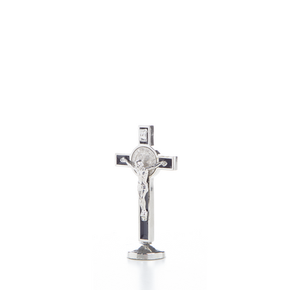 Metal St Benedict Standing Crucifix -10cm (Red/Blue/Green/Black)