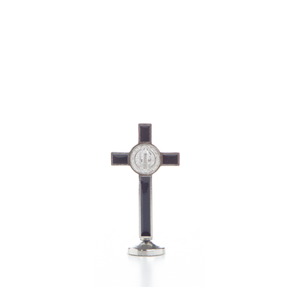 Metal St Benedict Standing Crucifix -10cm (Red/Blue/Green/Black)