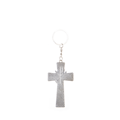 Metal Holy Spirit Cross Keychain - Red