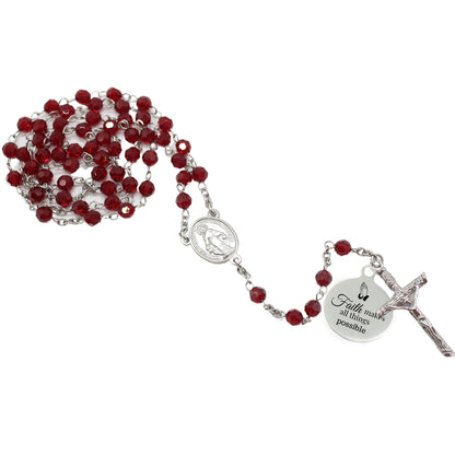 Swarovski Crystal Rosary - Siam (Wine Red) (Personalisation Available)